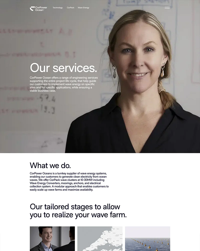 Moremagic.ai – AI Marketing as a Service: CorPower Ocean professional detailing their engineering services for sustainable wave energy solutions.